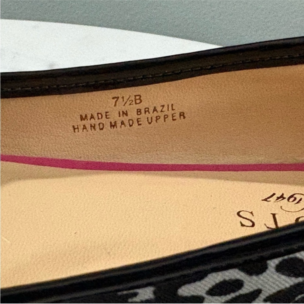 Talbots Rosette Ballet Flats 7.5B Animal Print Black White Made in Brazil - Picture 6 of 10
